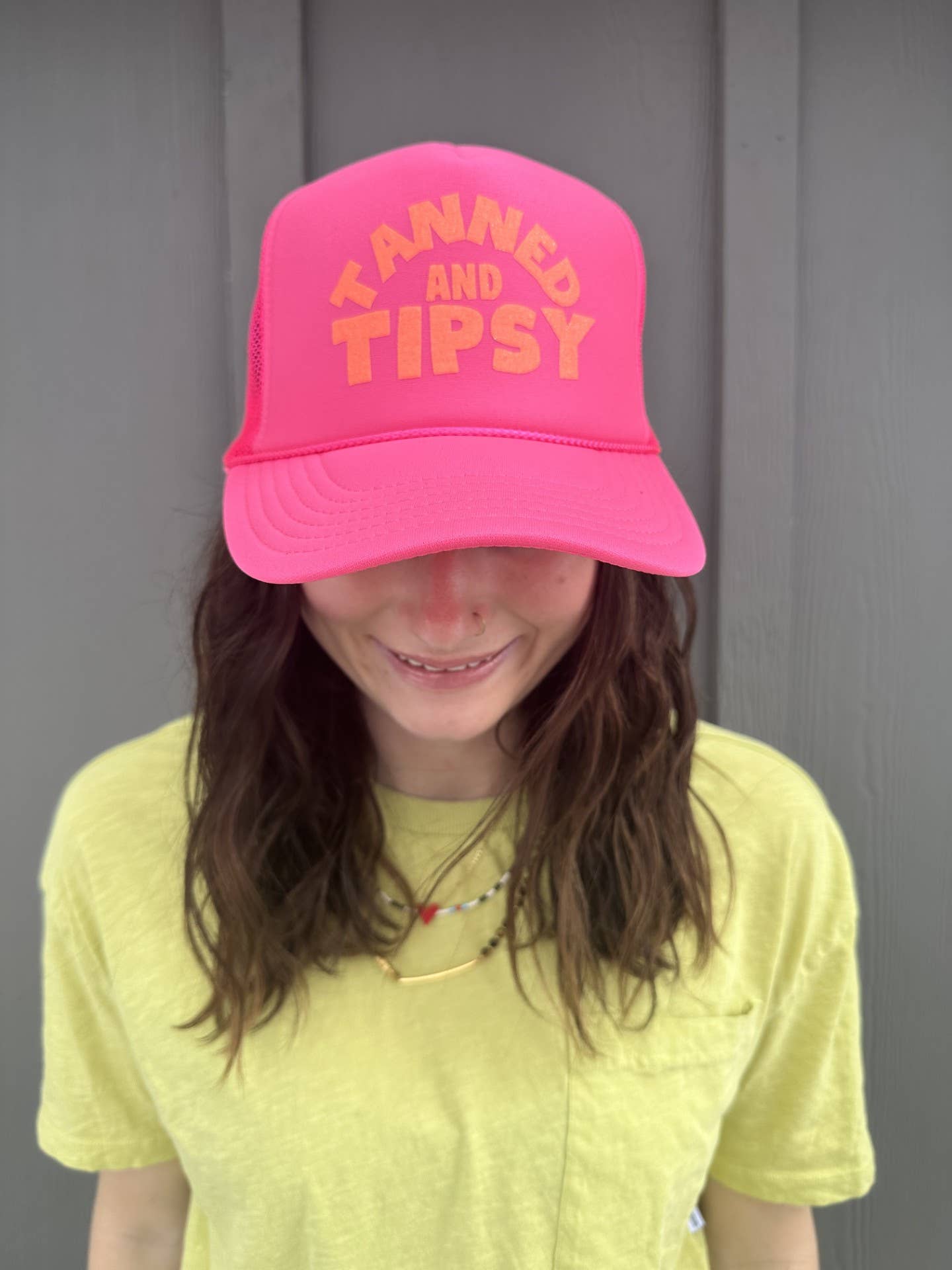 Tanned and Tipsy - Neon Pink Trucker