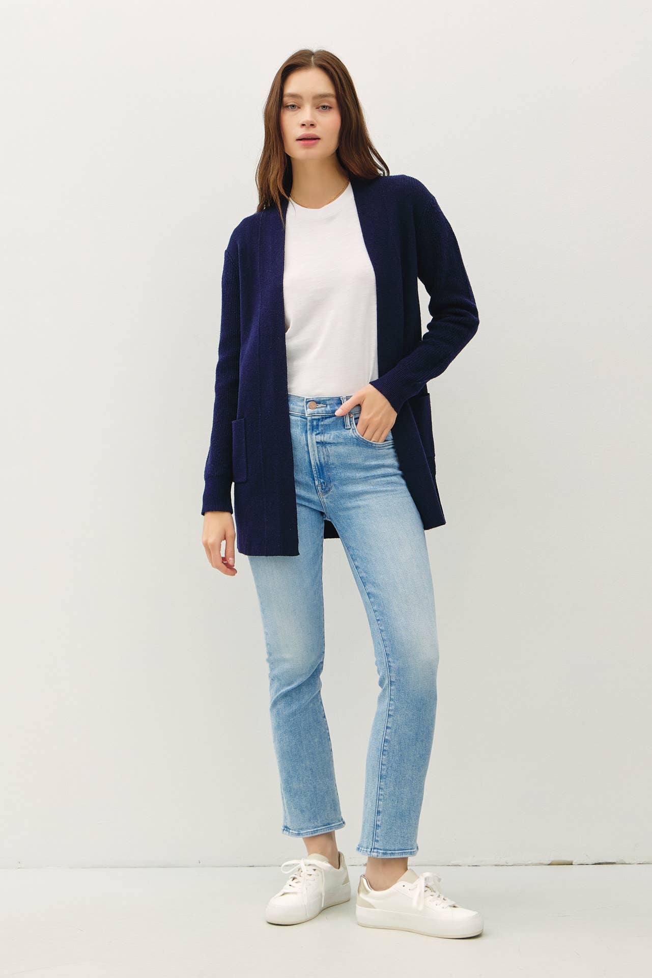 Ribbed Cardigan - Navy