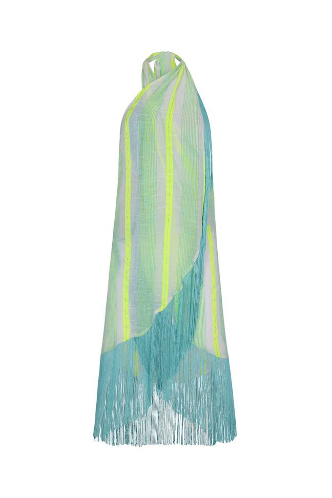 Fringed Crossover Dress: STANDARD / Neon Yellow
