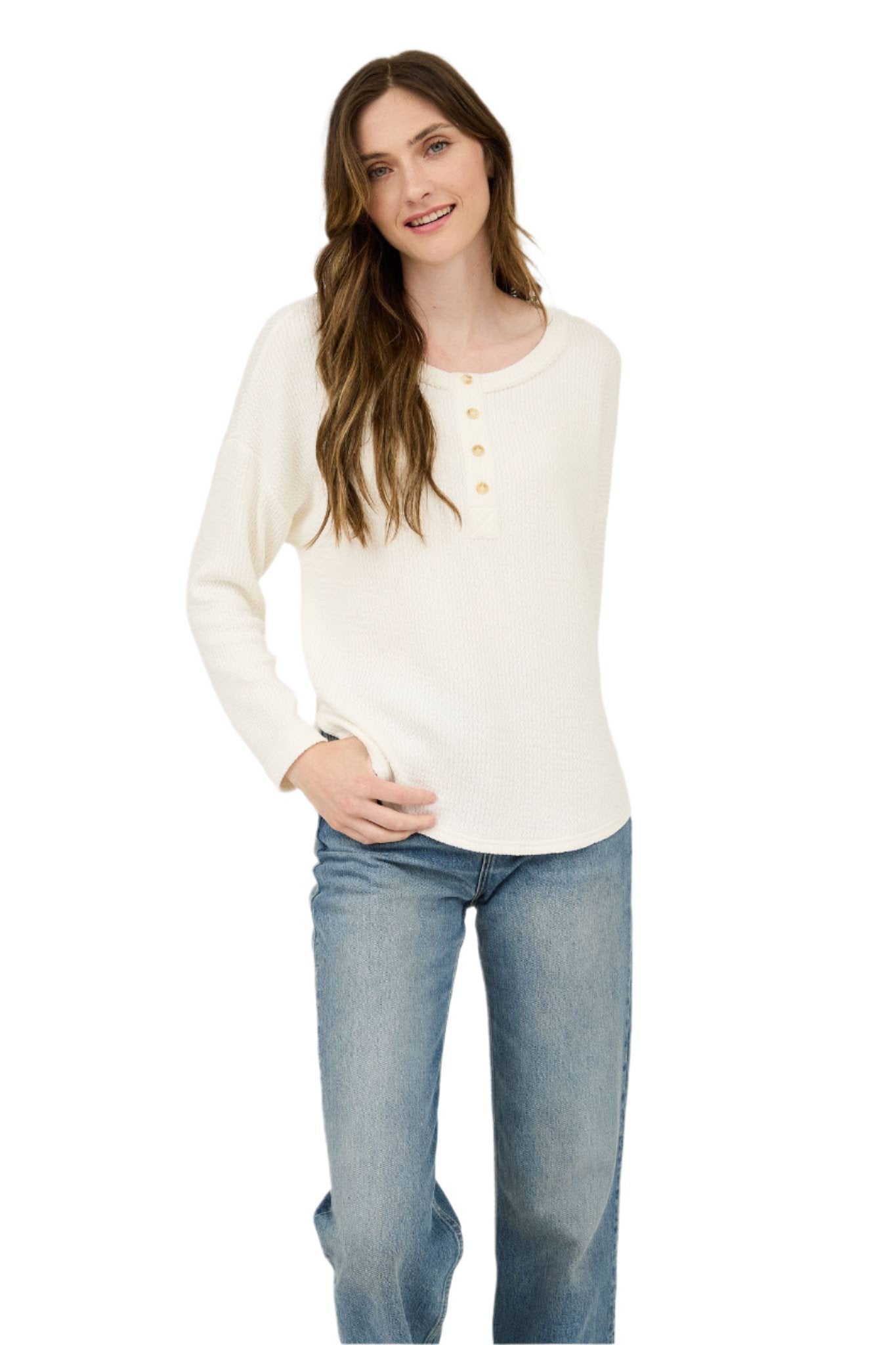 Waffle Knit Henley-2 Colors