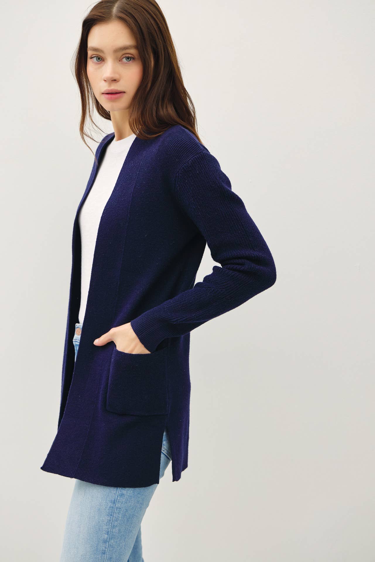 Ribbed Cardigan - Navy