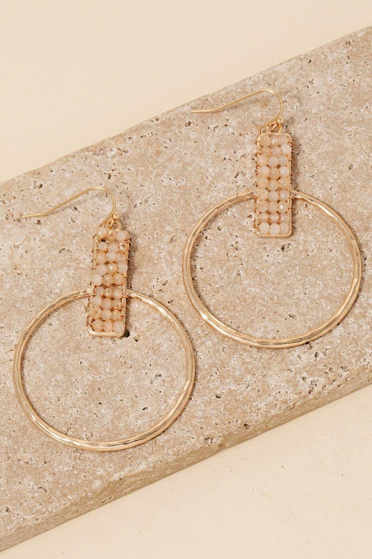 Beaded Rectangle And Hoop Dangle Earrings