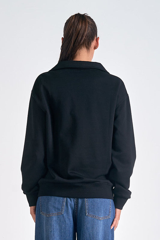 Black Collared Sweatshirt