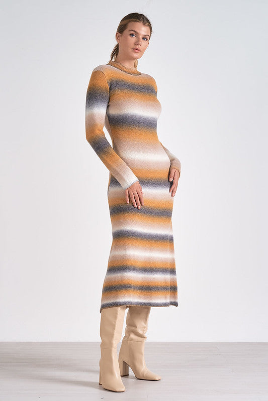 Monica Striped Maxi Dress - Orange