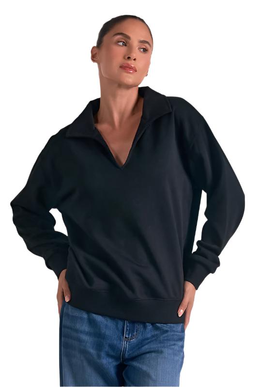 Black Collared Sweatshirt