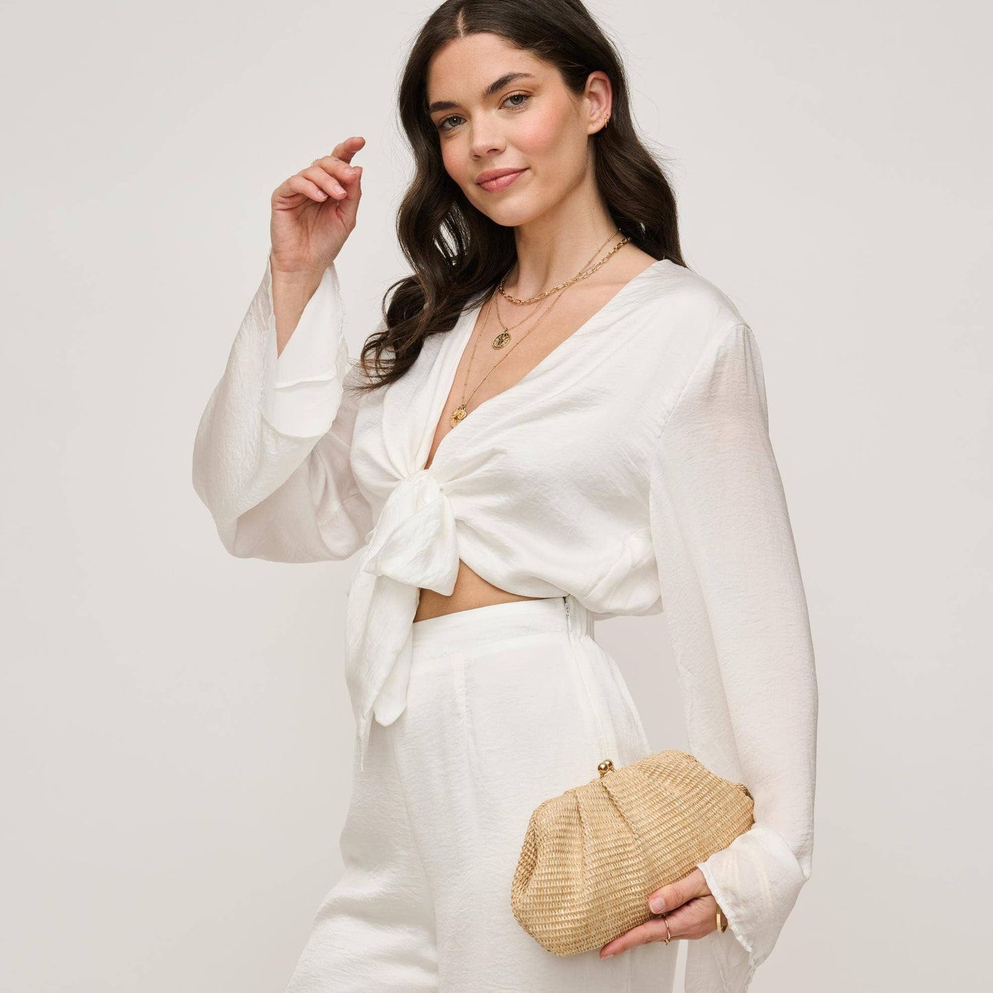 Triana Straw Frame Clutch: Natural