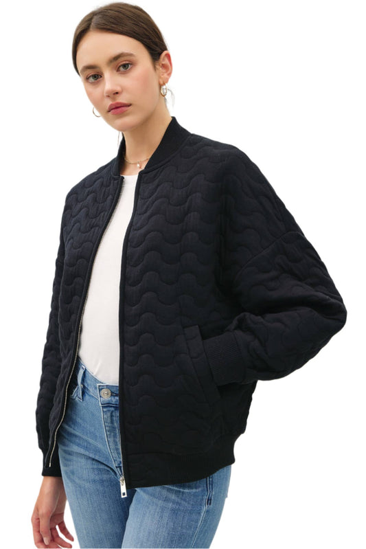 Comfy Wave Quilted Bomber Jacket