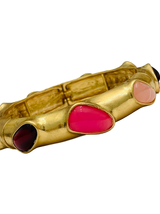 Faux Stone Bangle -gold/pink