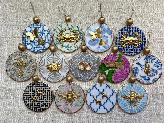 Decoupage Gold Accent Ornaments- Various