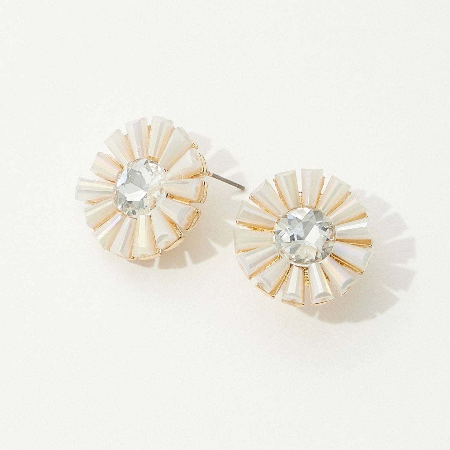 Glass Stone Flower Shape Earrings