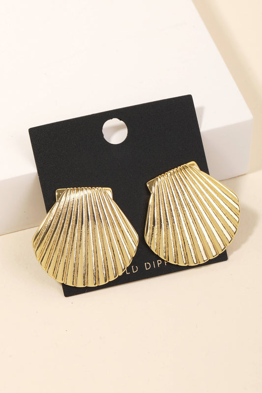 Gold Dipped Seashell Shield Earrings