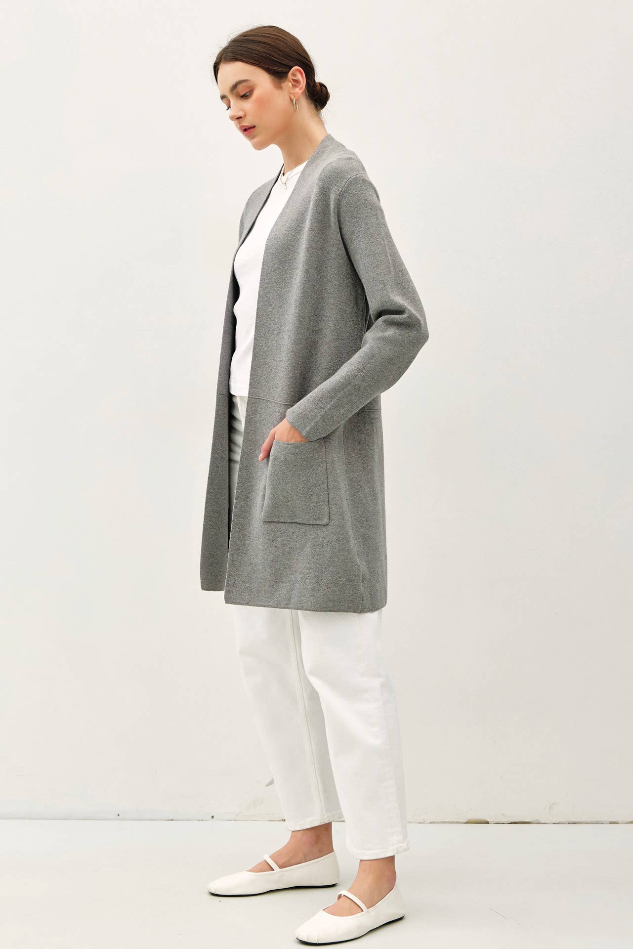 Open Cardigan - Charcoal