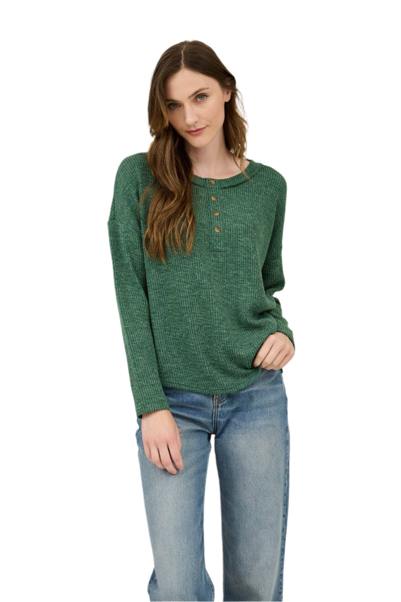 Waffle Knit Henley-2 Colors