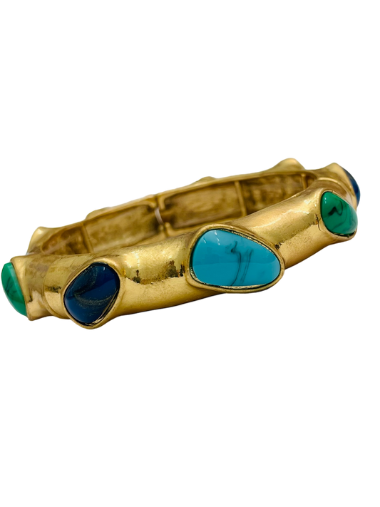 Faux Stone Bangle -gold/turq