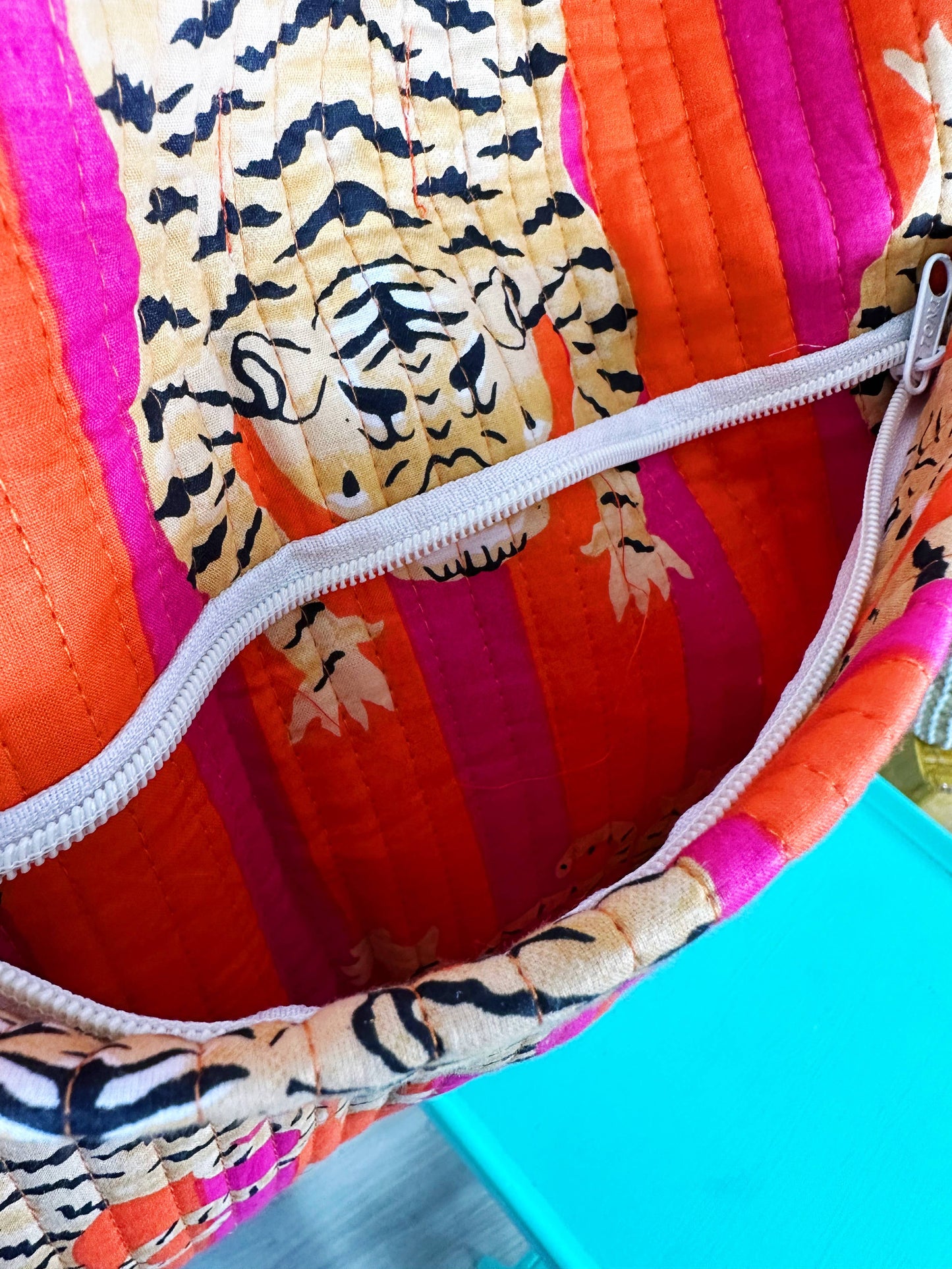 Quilted Tiger Duffle Bag | Weekender Overnight Travel Bag