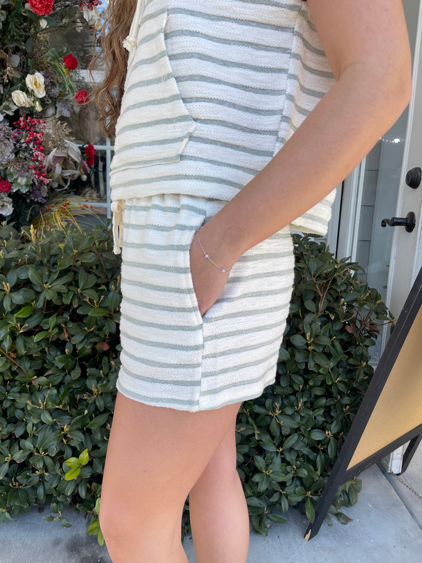 Sage Stripe Terry Short