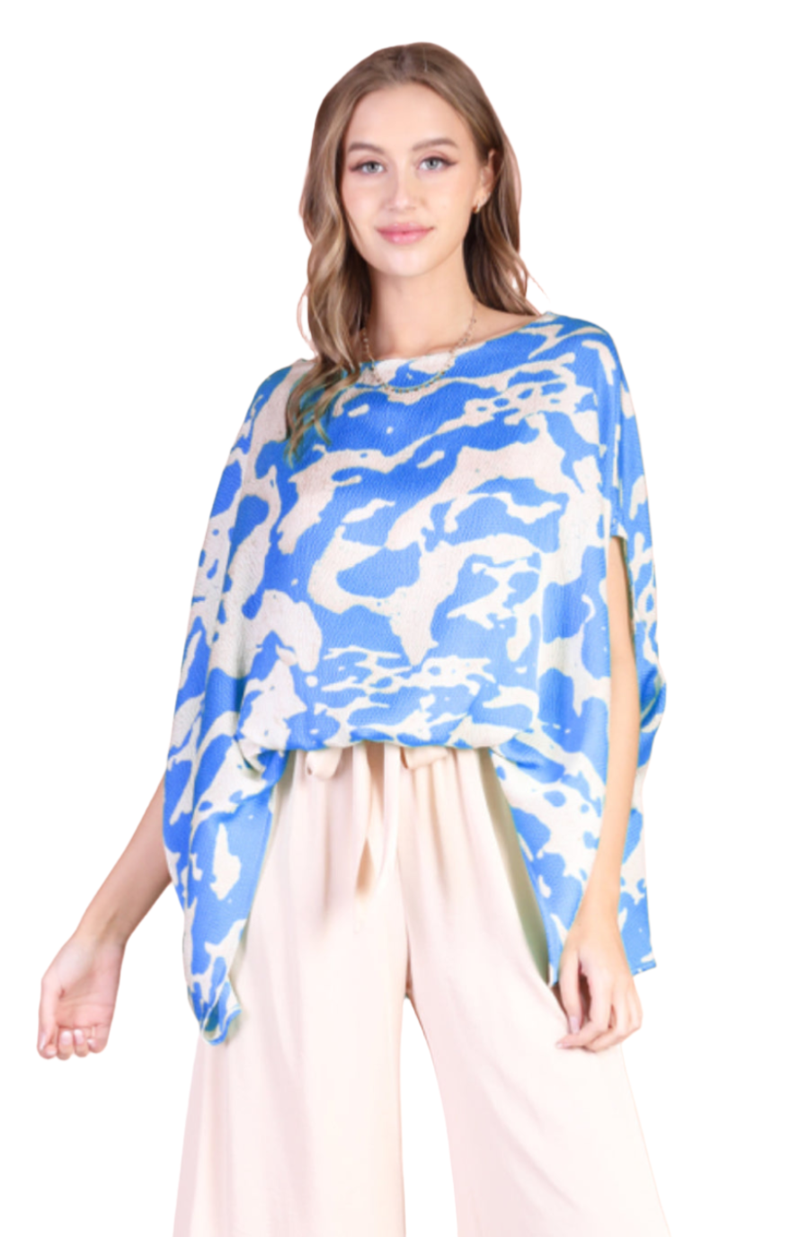 Ocean Waves Boat Neck Caftan