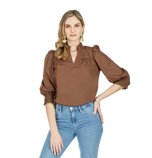 Pleated Puff Sleeve Top