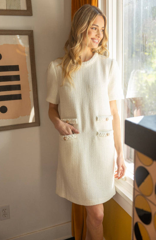 Double Pocket Tweed Dress - 2 Colors