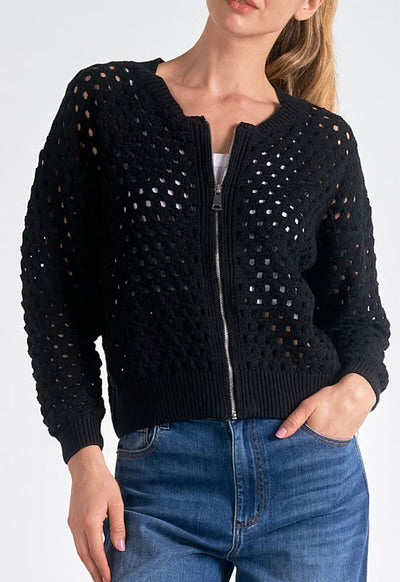 Black Ice Open Knit Cardigan