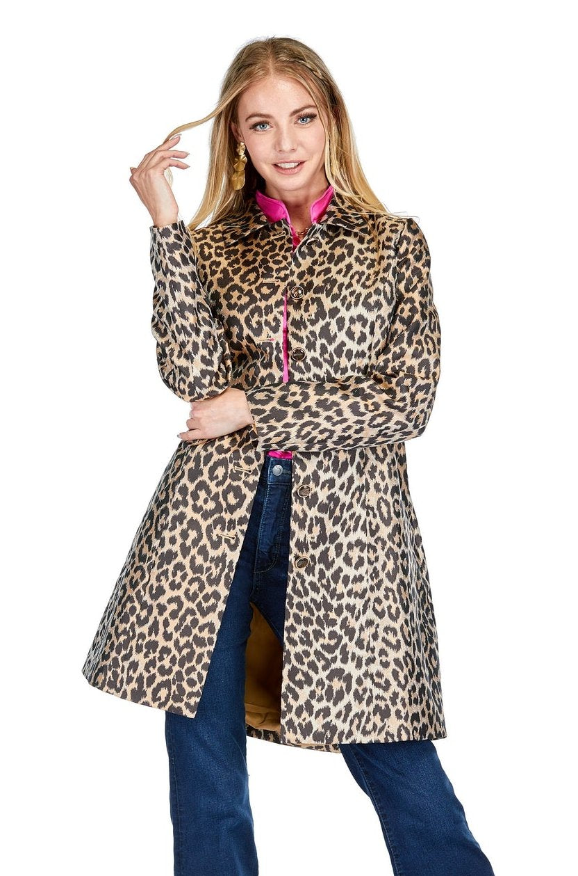 Leopard Collar Fitted Coat