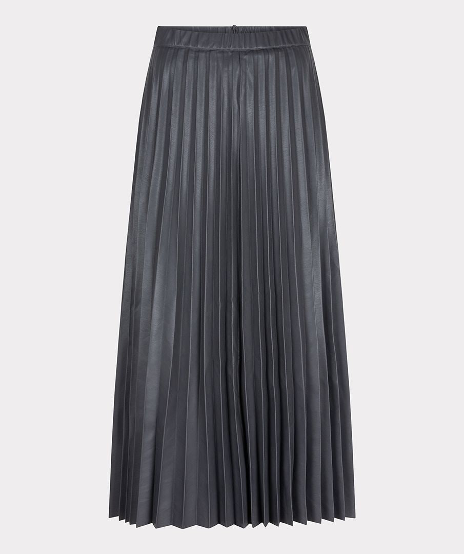 Plisse Pleated Vegan Leather Skirt