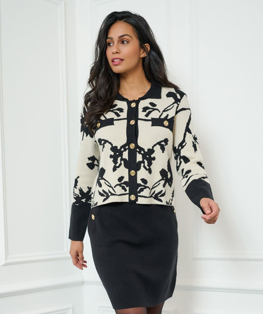 Jacquard Short 2Toned Cardigan