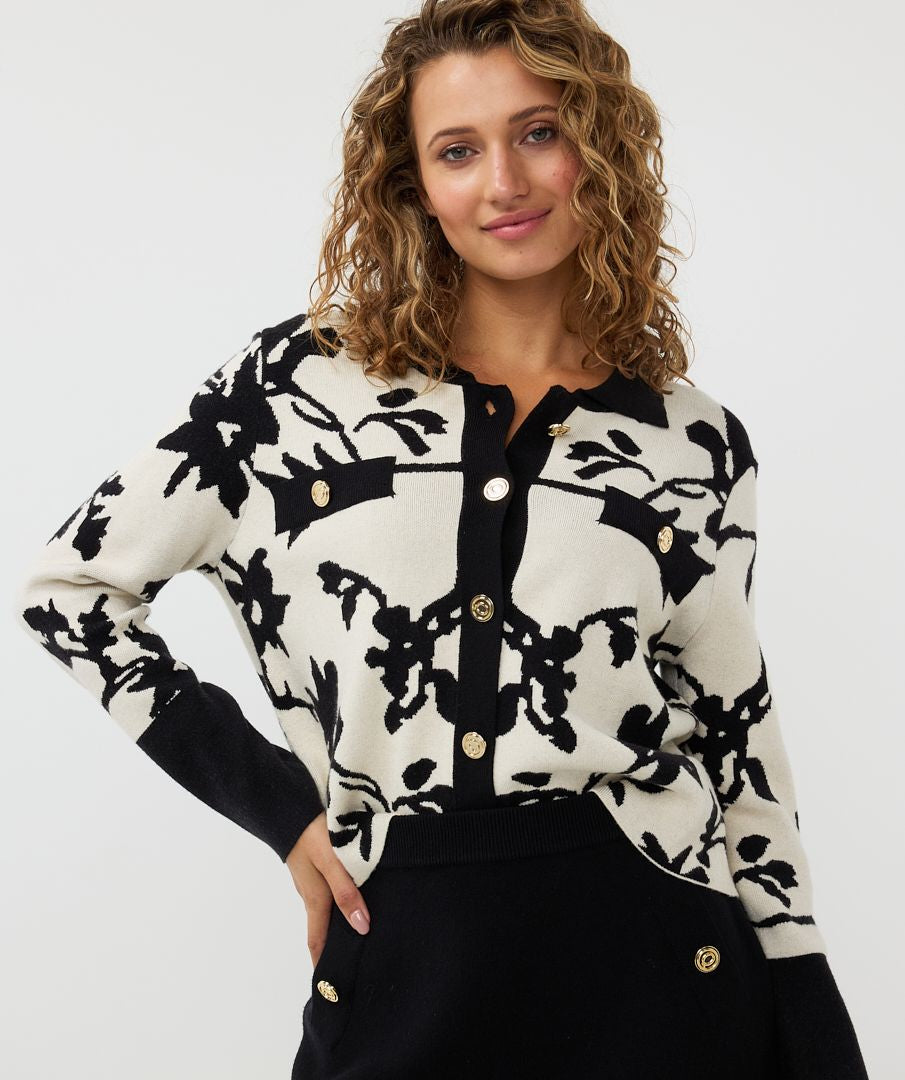 Jacquard Short 2Toned Cardigan