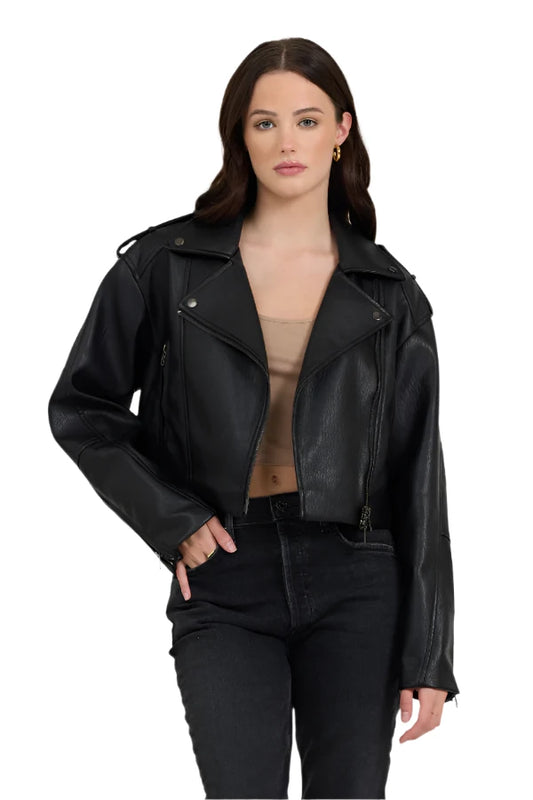 Black Leather Moto Jacket