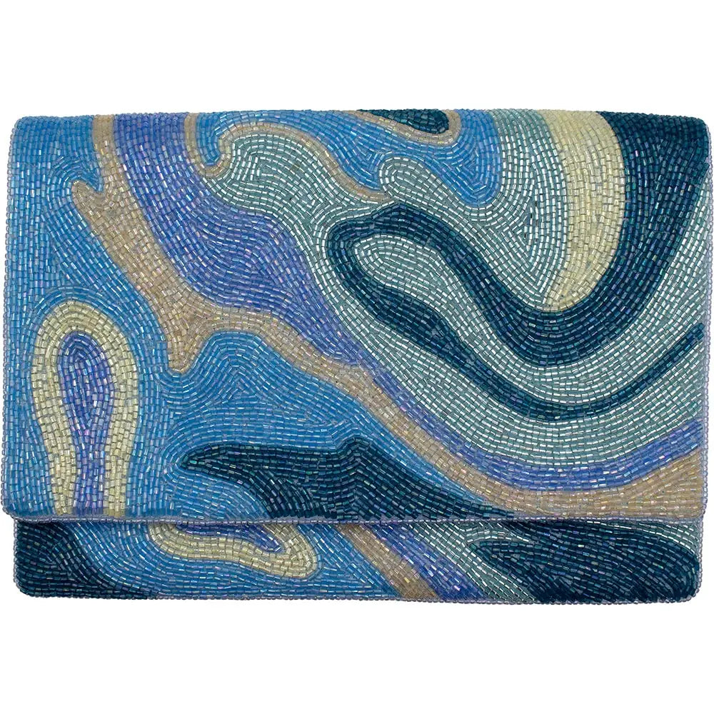 Beaded Clutch - Blue Waves