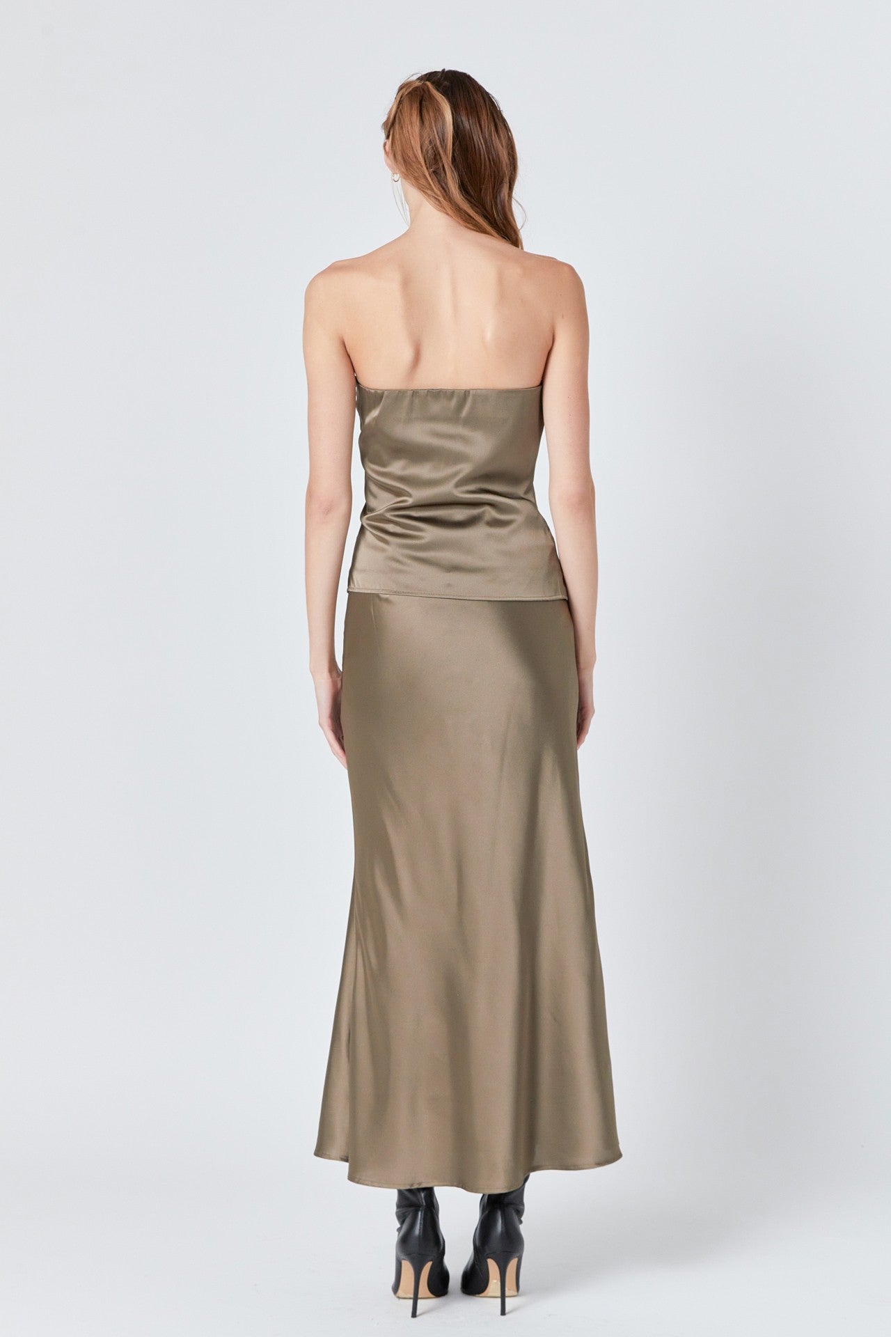 Espresso Bias Satin Maxi Skirt