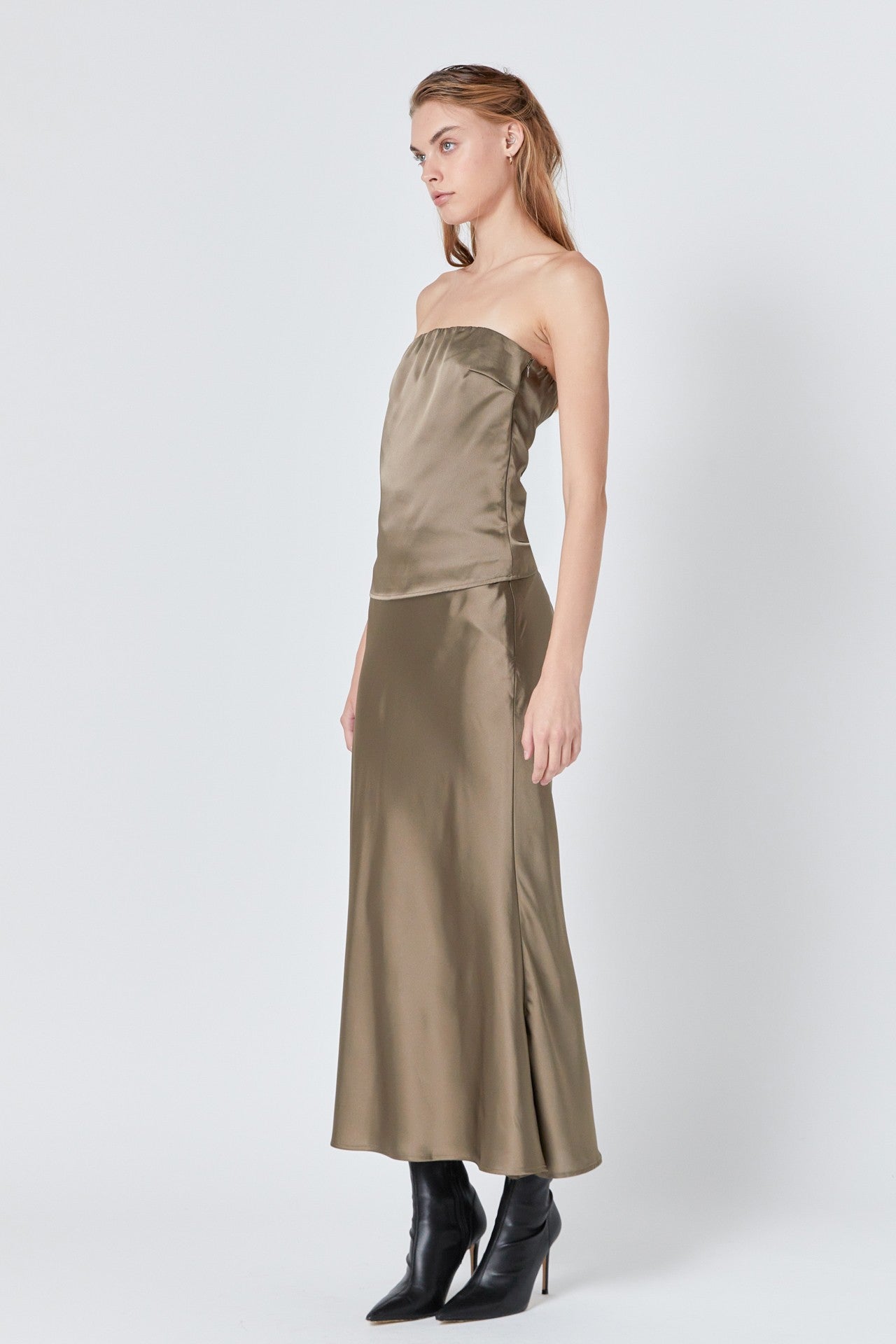 Espresso Bias Satin Maxi Skirt