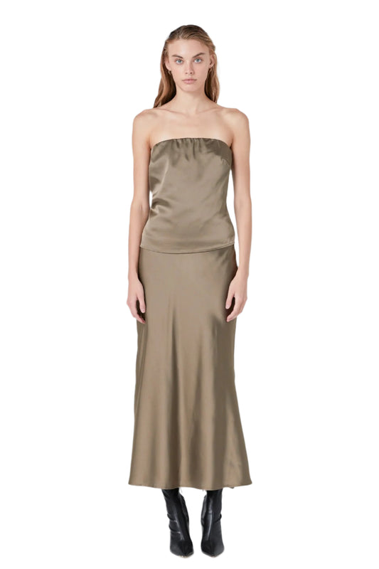 Espresso Strapless Satin Top