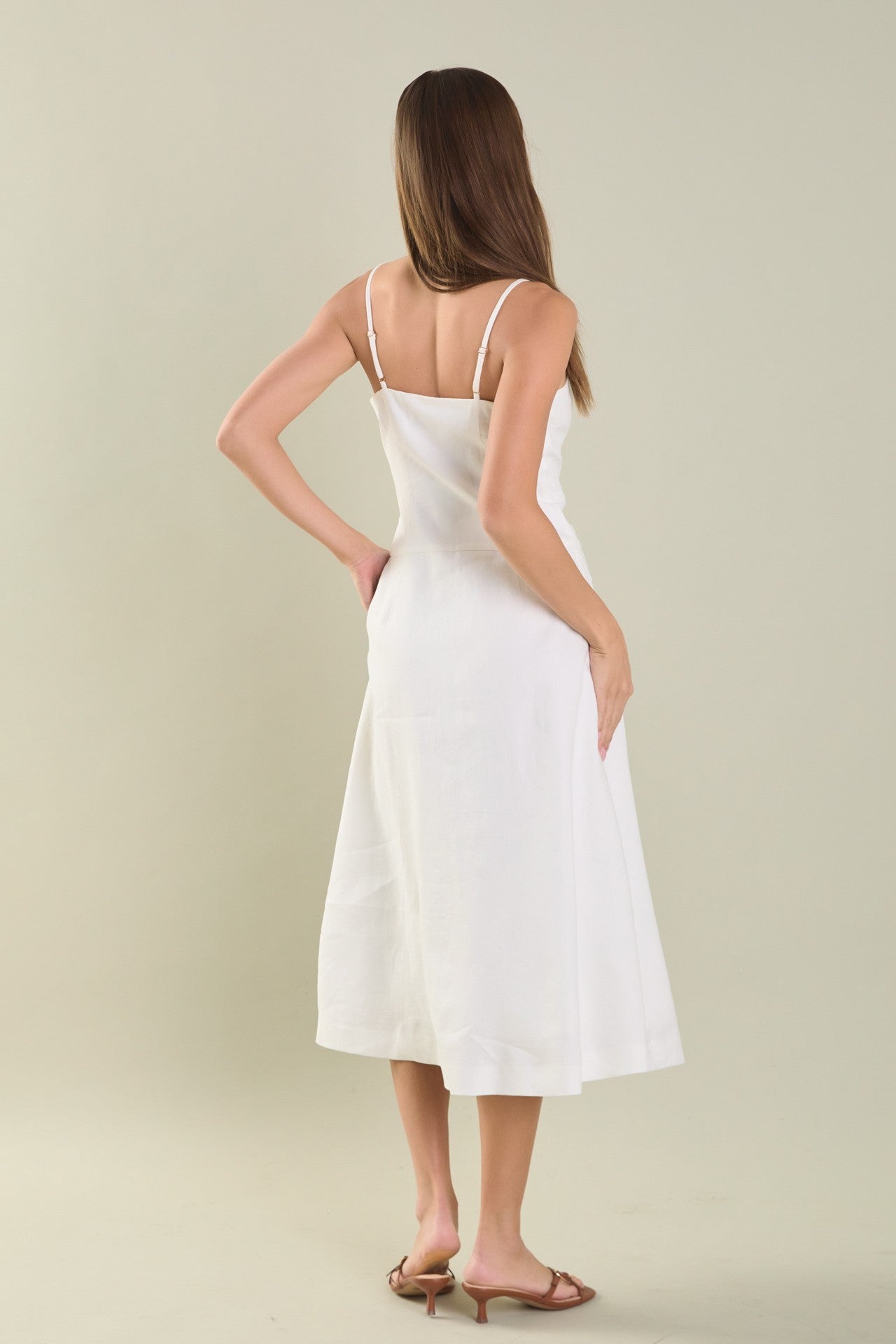 White Linen Midi Dress