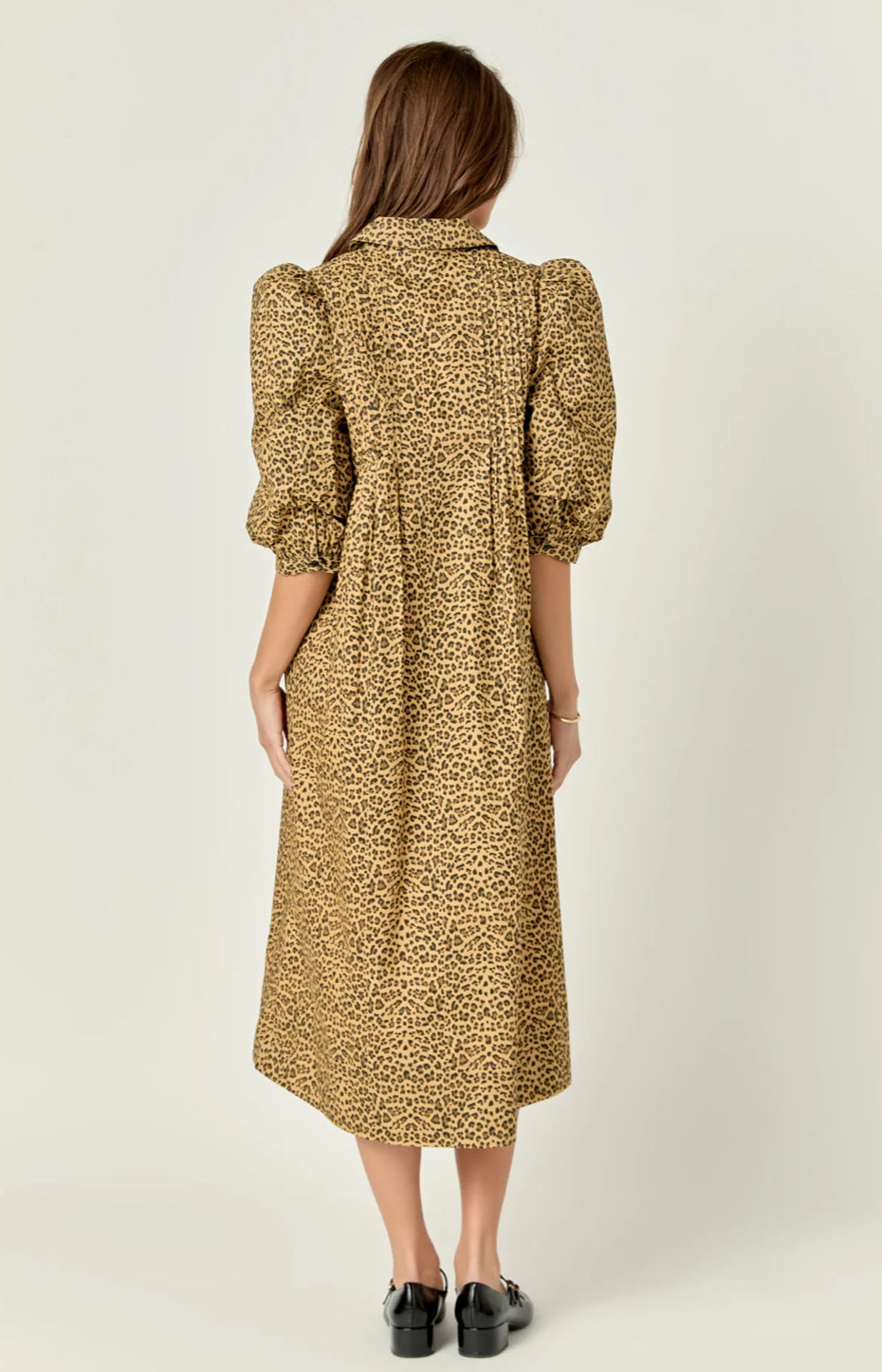 Leopard Collar Midi Dress