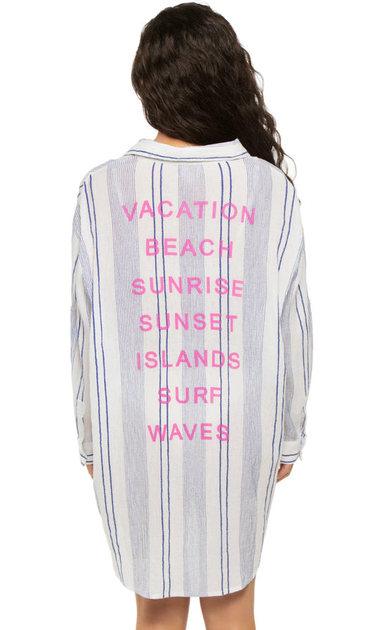 Coralina Stripe Cotton Button Down