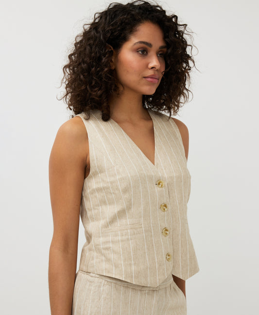 Striped Linen Vest