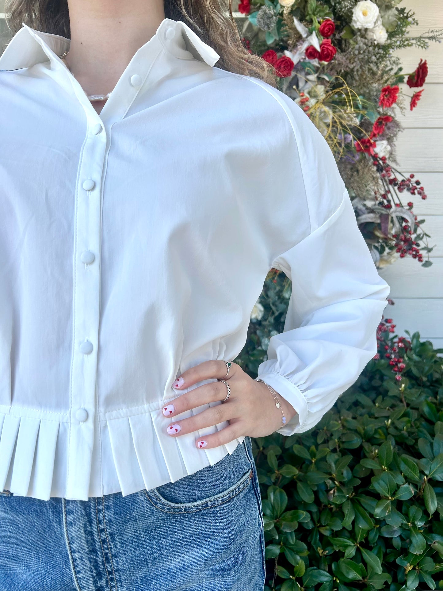 St. John Pleated Hem Top