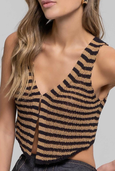 Open Knit Stripe Vest