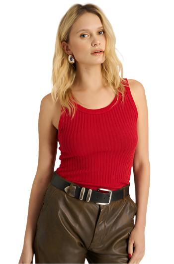 Cooper Sweater Rib Tank- Red