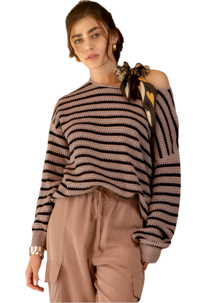 Relaxed Striped Knit Sweater