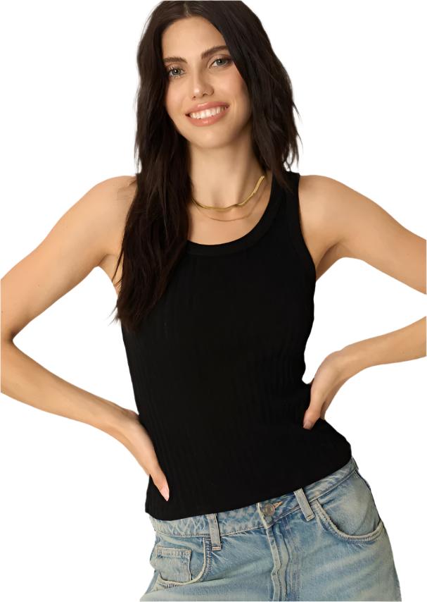 Cooper Sweater Rib Tank- Black