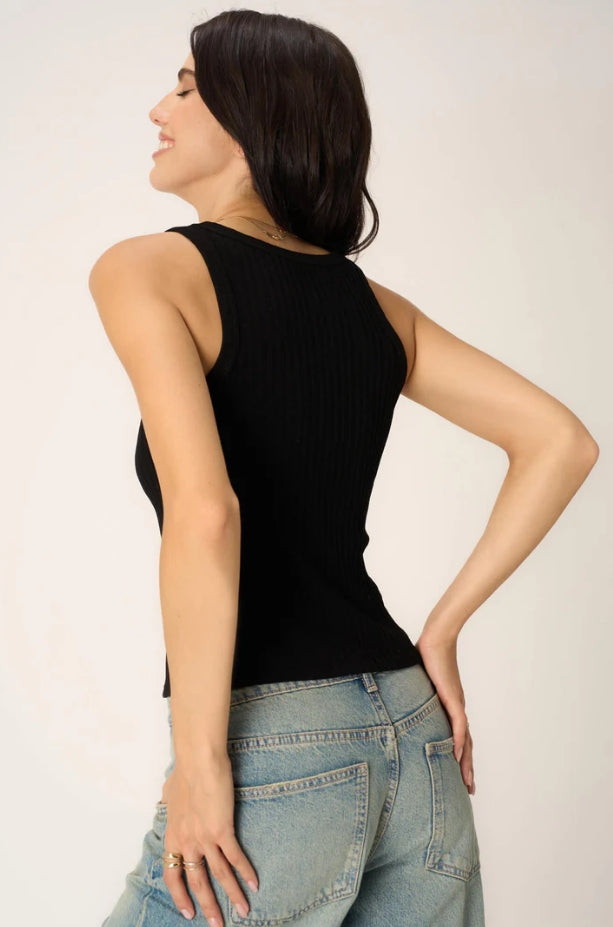 Cooper Sweater Rib Tank- Black