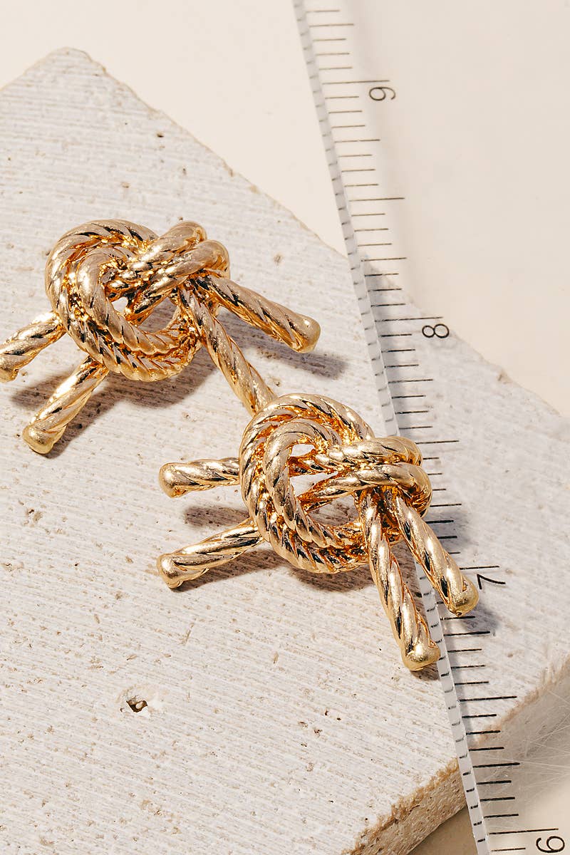 Rope Knot Stud Earrings - Gold & Silver