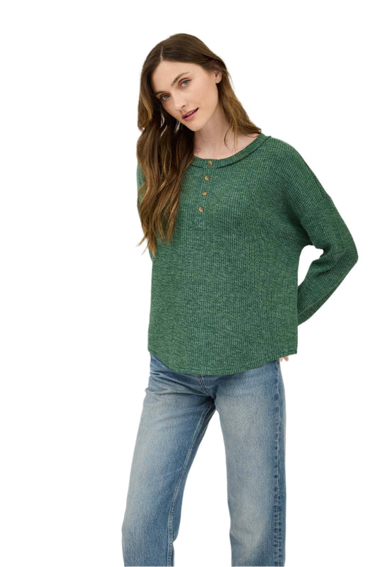 Waffle Knit Henley-2 Colors