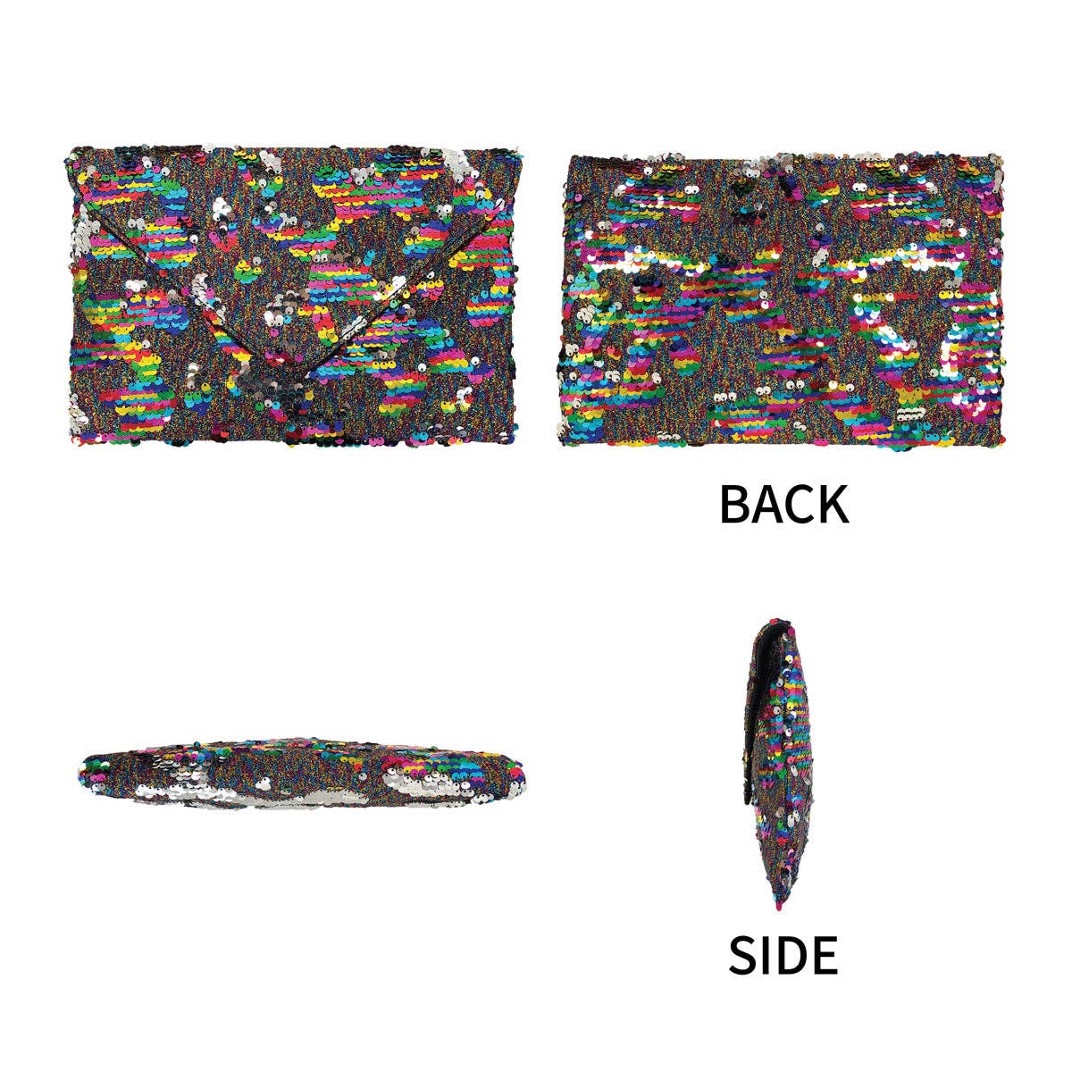 Flat Sequin Envelope Clutch - 3 Colors