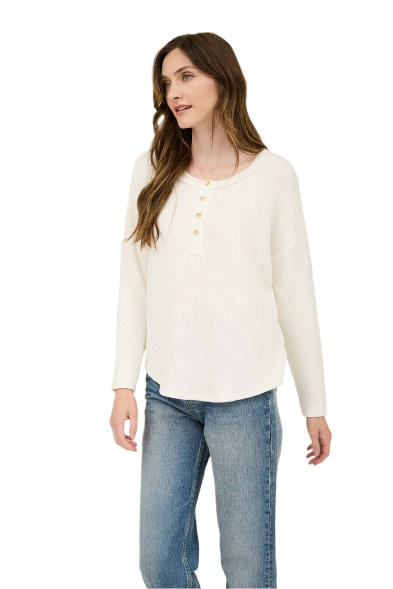 Waffle Knit Henley-2 Colors