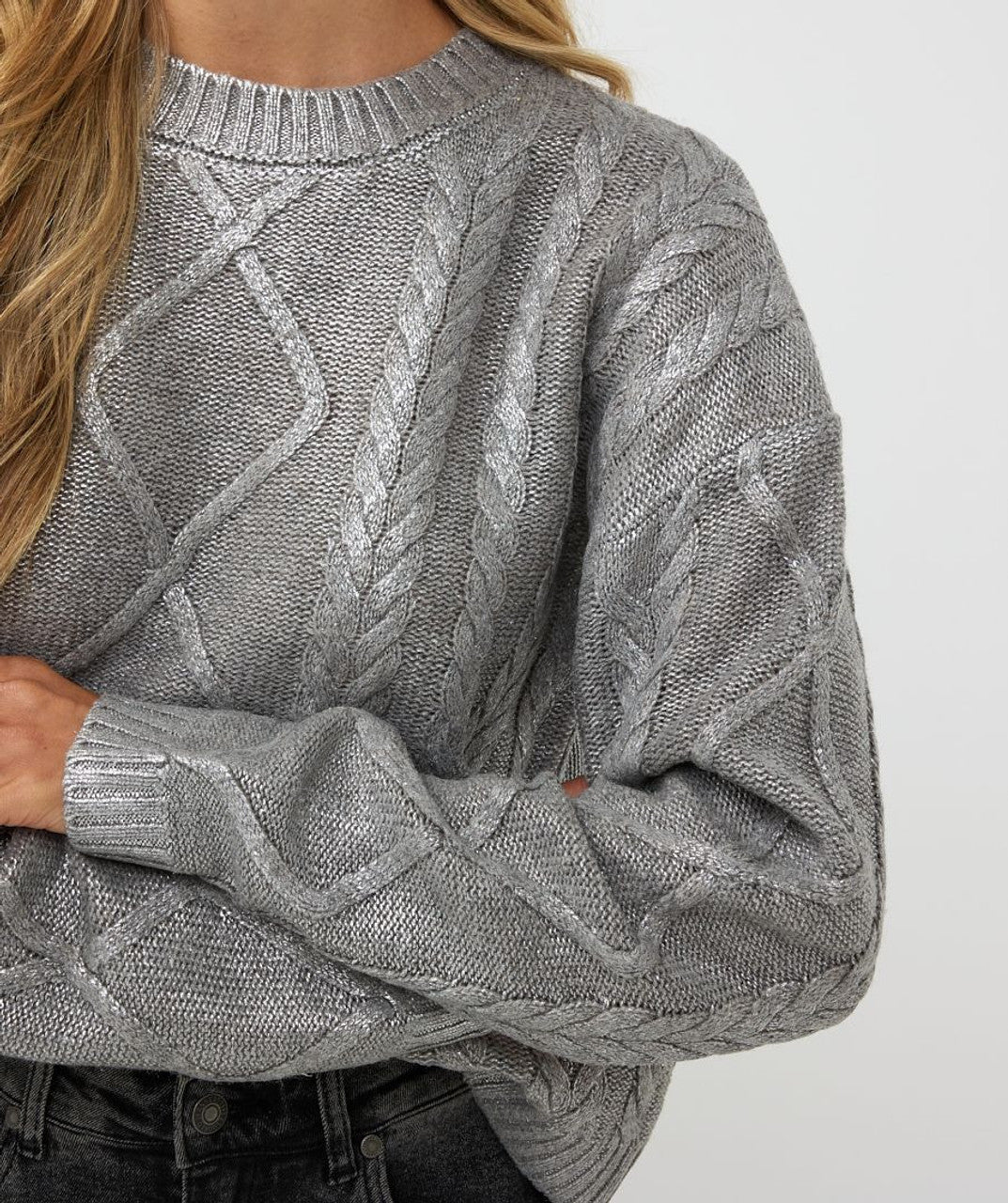 Foiled Cable Knit Sweater