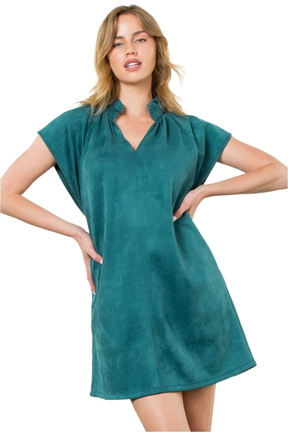 Suede Away Dress- Teal