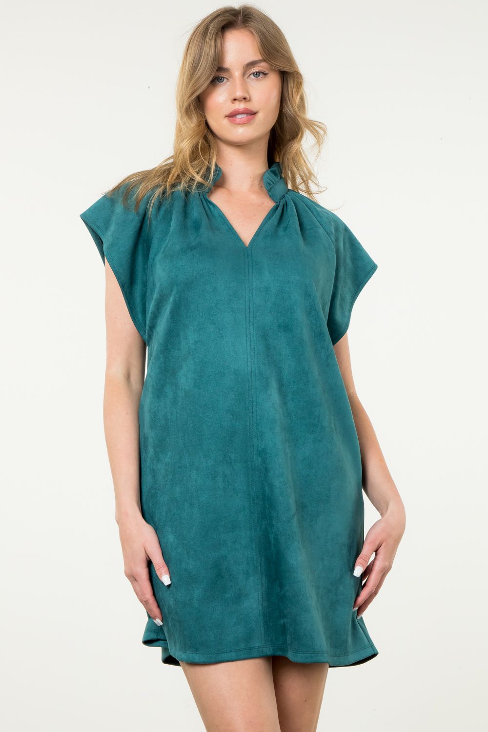 Suede Away Dress- Teal